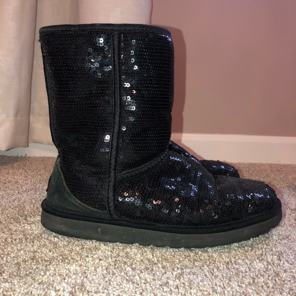 Black Sequin Uggs (Classic Short Cosmos Sequin) - Picture 3 of 7